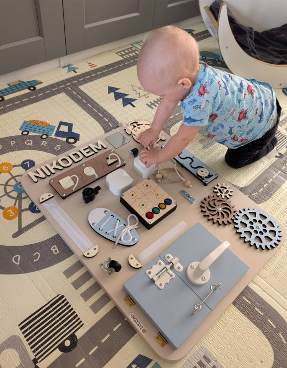 Sensory manipulation board with your child's name dlaGaGatka Brand dlaGaGatka