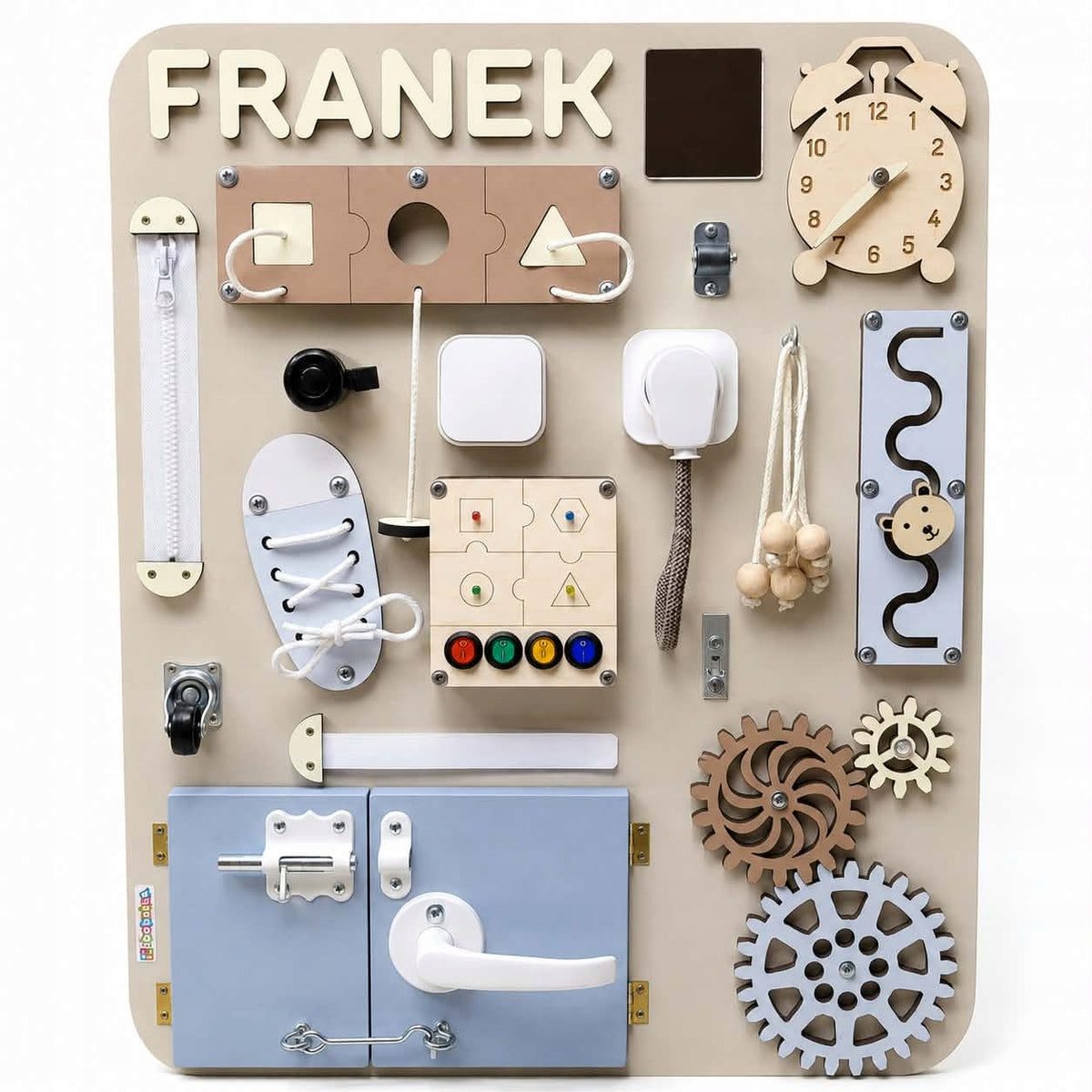 Sensory manipulation board with your child's name dlaGaGatka