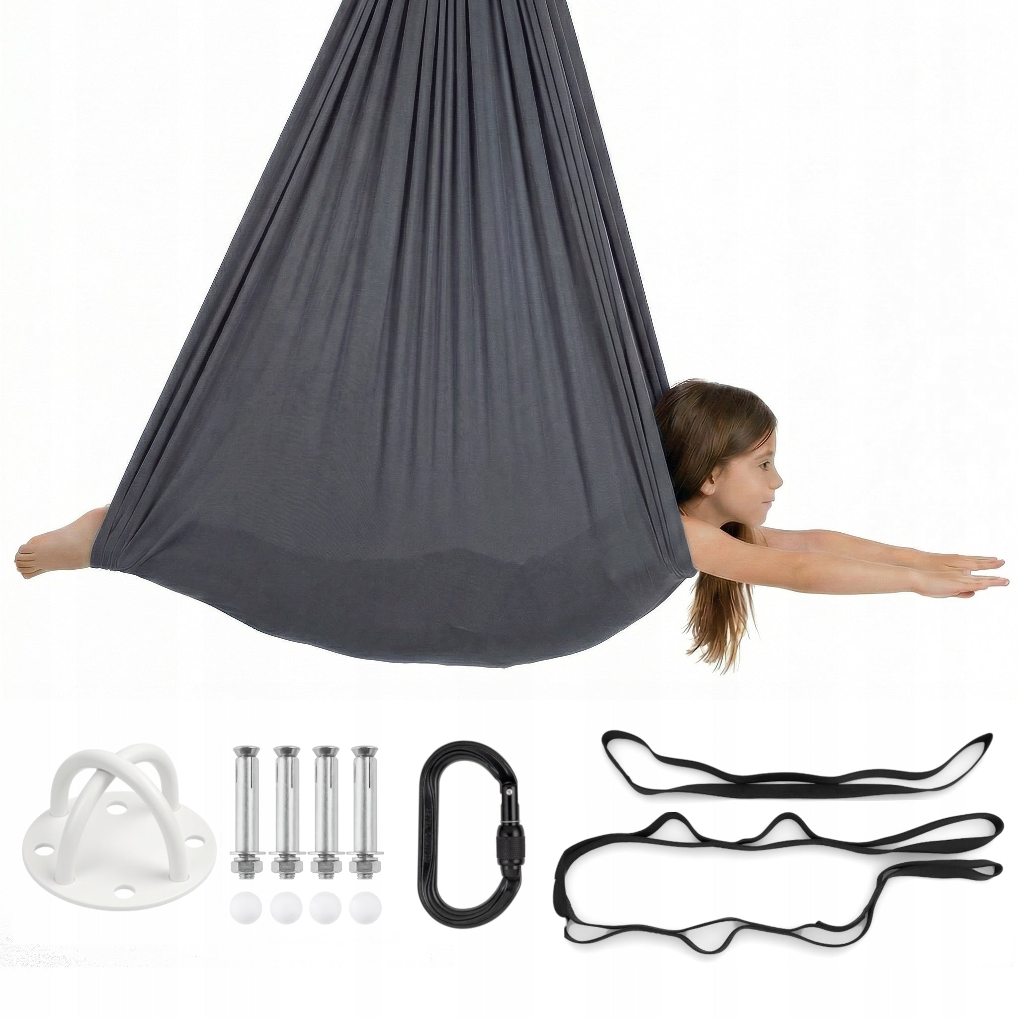 Sensory swing for children, hammock, sash| 3 m | Dark grey