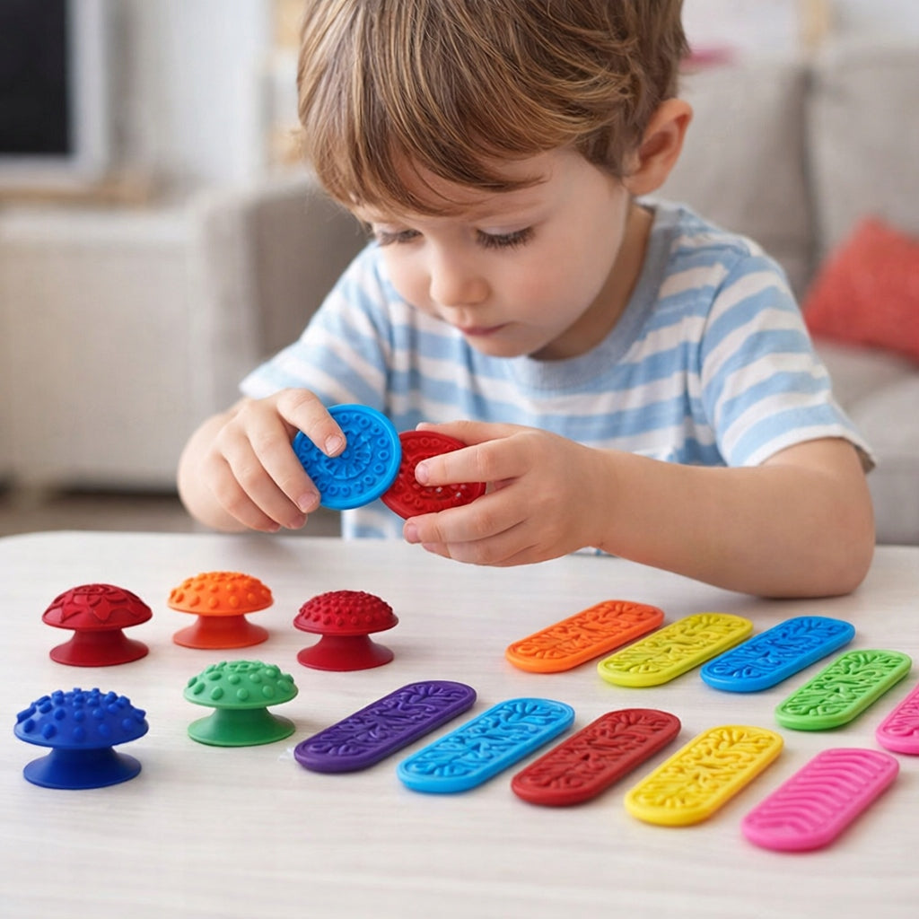 Sensory tactile set of 22pcs. with textures for children autism SI Packaging status original