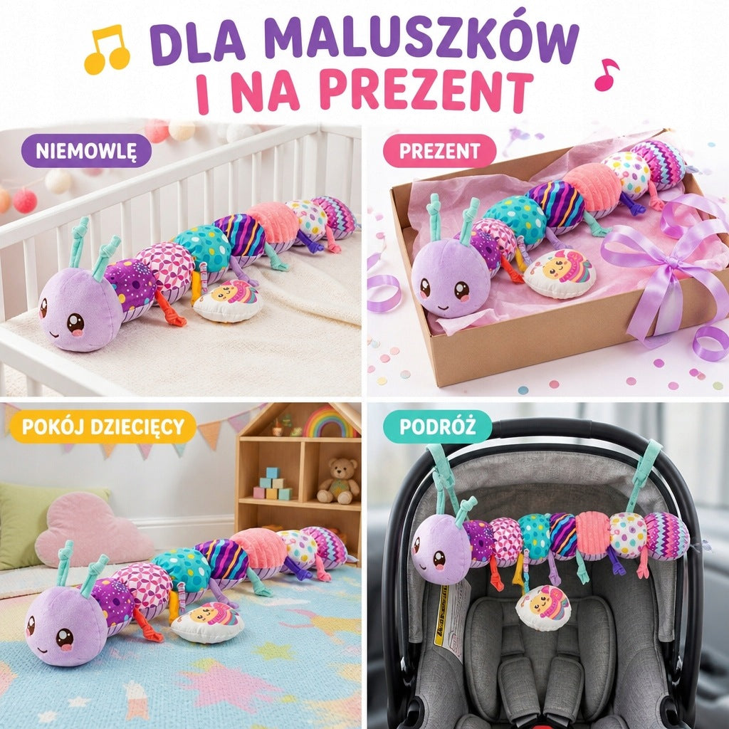 Sensory toy purple music caterpillar plush Brand no brand