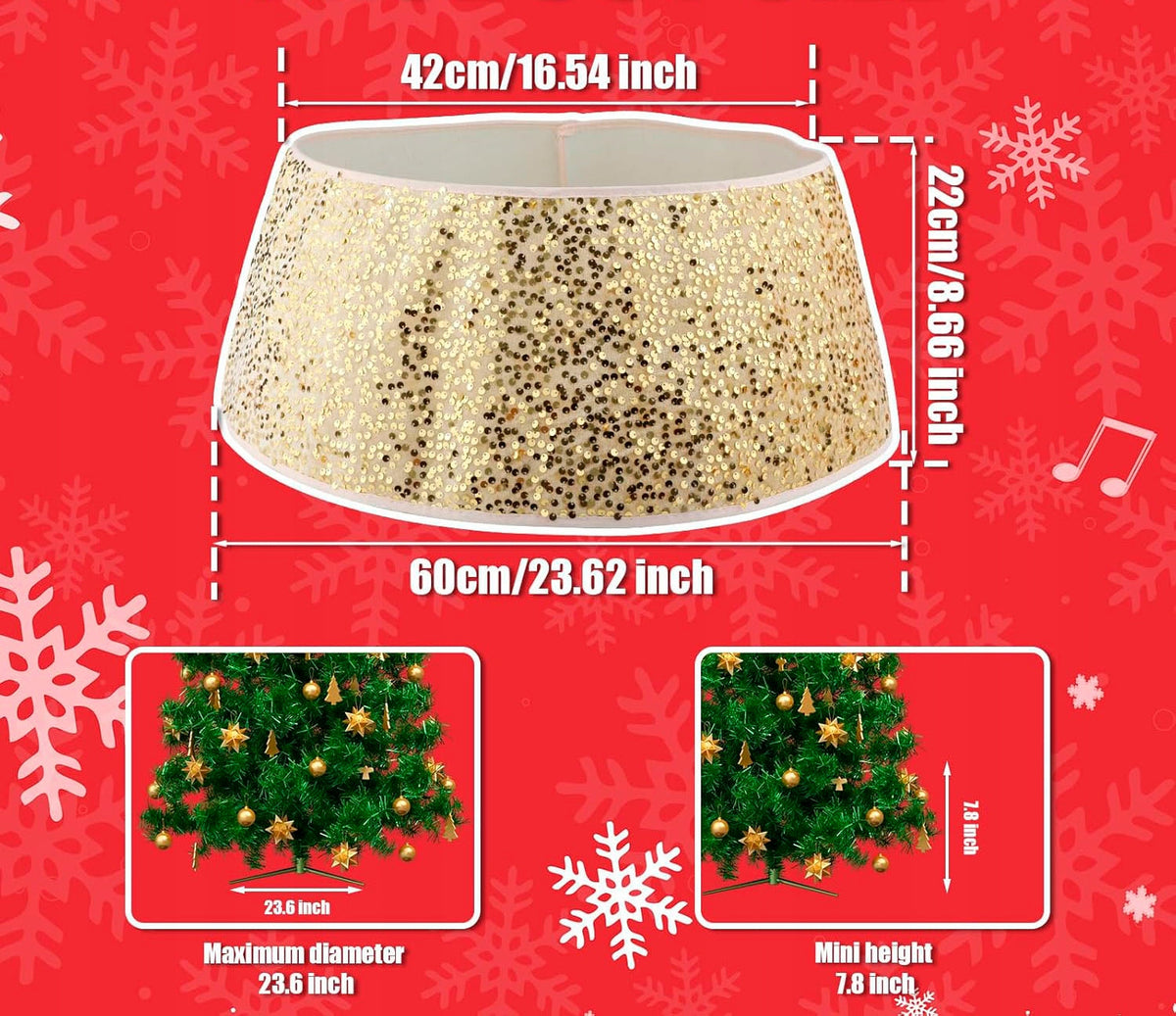 Sequin Christmas Tree Stand Cover Small | Decorative Christmas Tree Collar Packaging status original