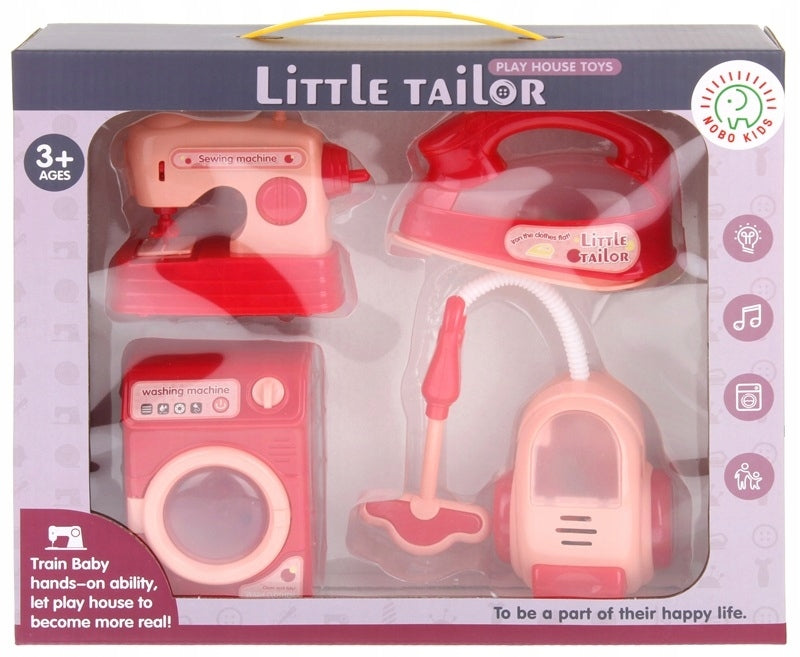 Set Appliances for Children Vacuum Cleaner Washing Machine Iron Sewing Machine