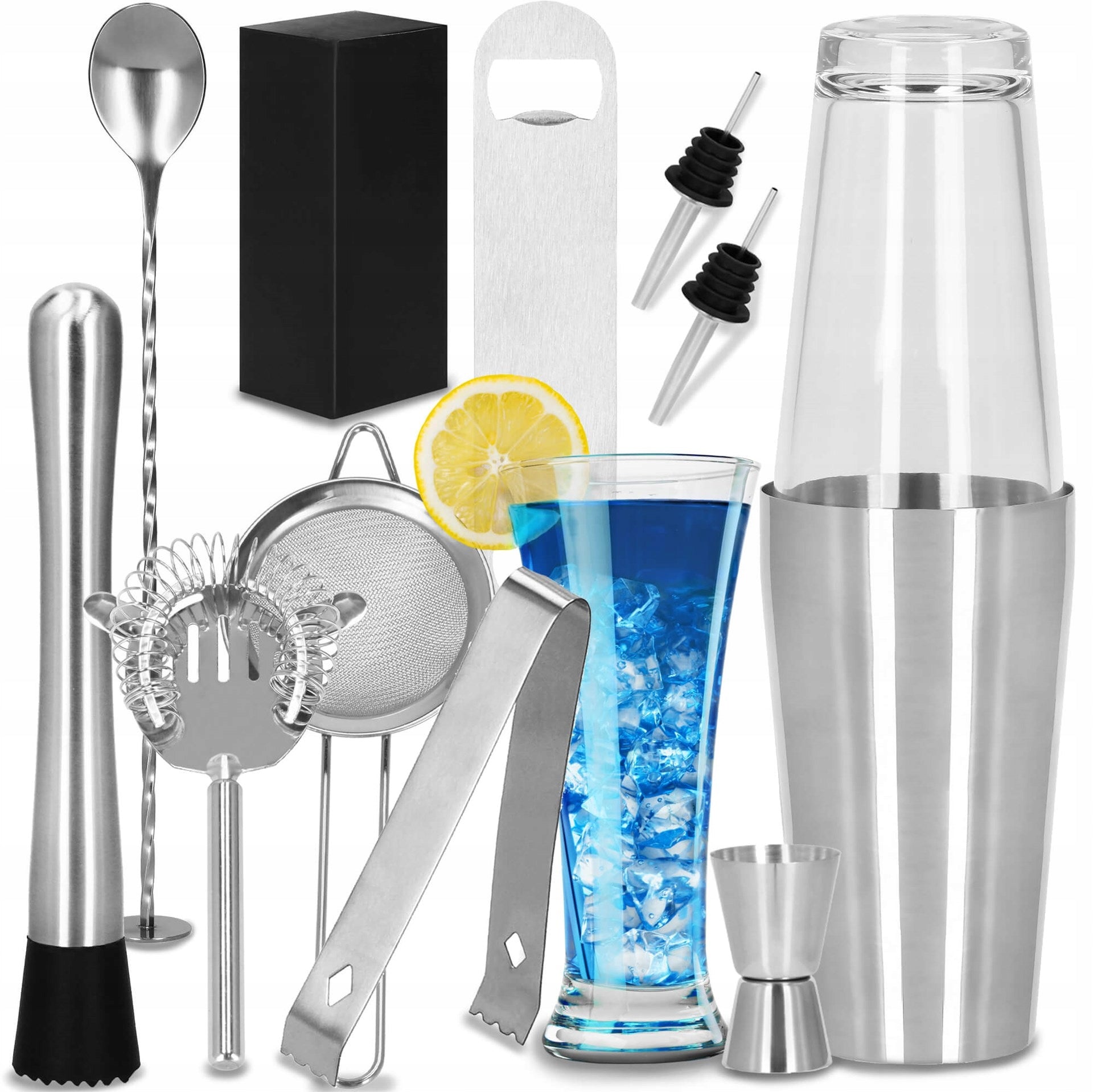 Set Bartending Shaker Boston Glass 11 Elements Gift Idea
