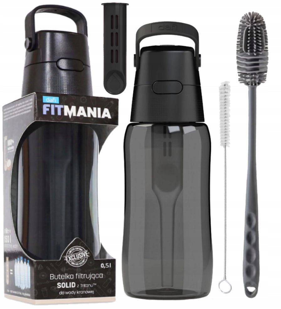 Set Bottle Dafi Solid FitMania 0,5l black + 2x cleaning brushes