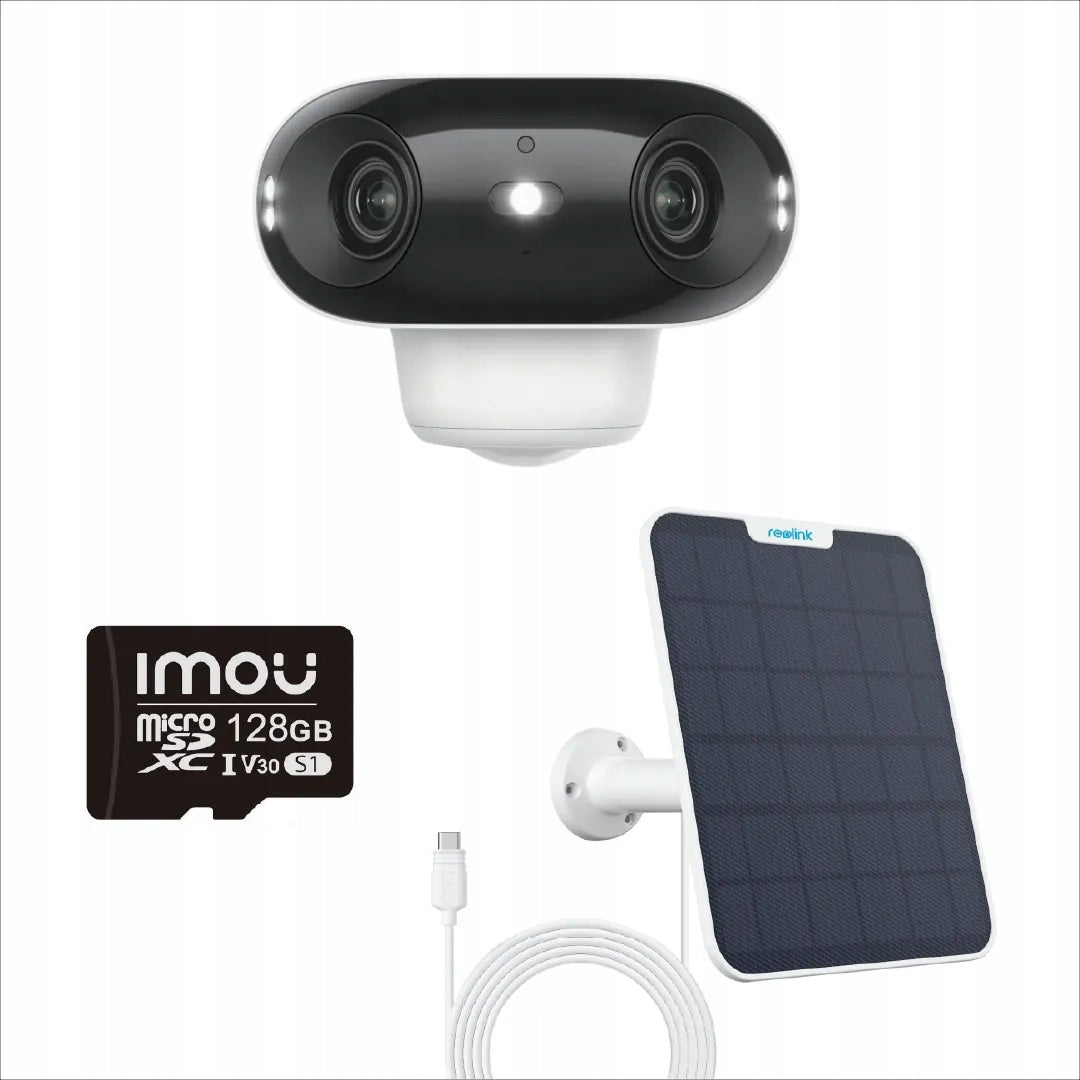 Set Camera Solar 4K 180° + Panel + SD 128GB CybOS SMART-CAM Solar Ultra