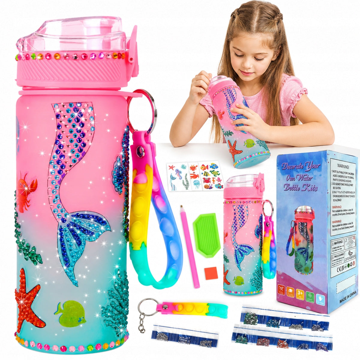 Set Creative Plastic Artistic Embroidery Diamond Decorating Bottle