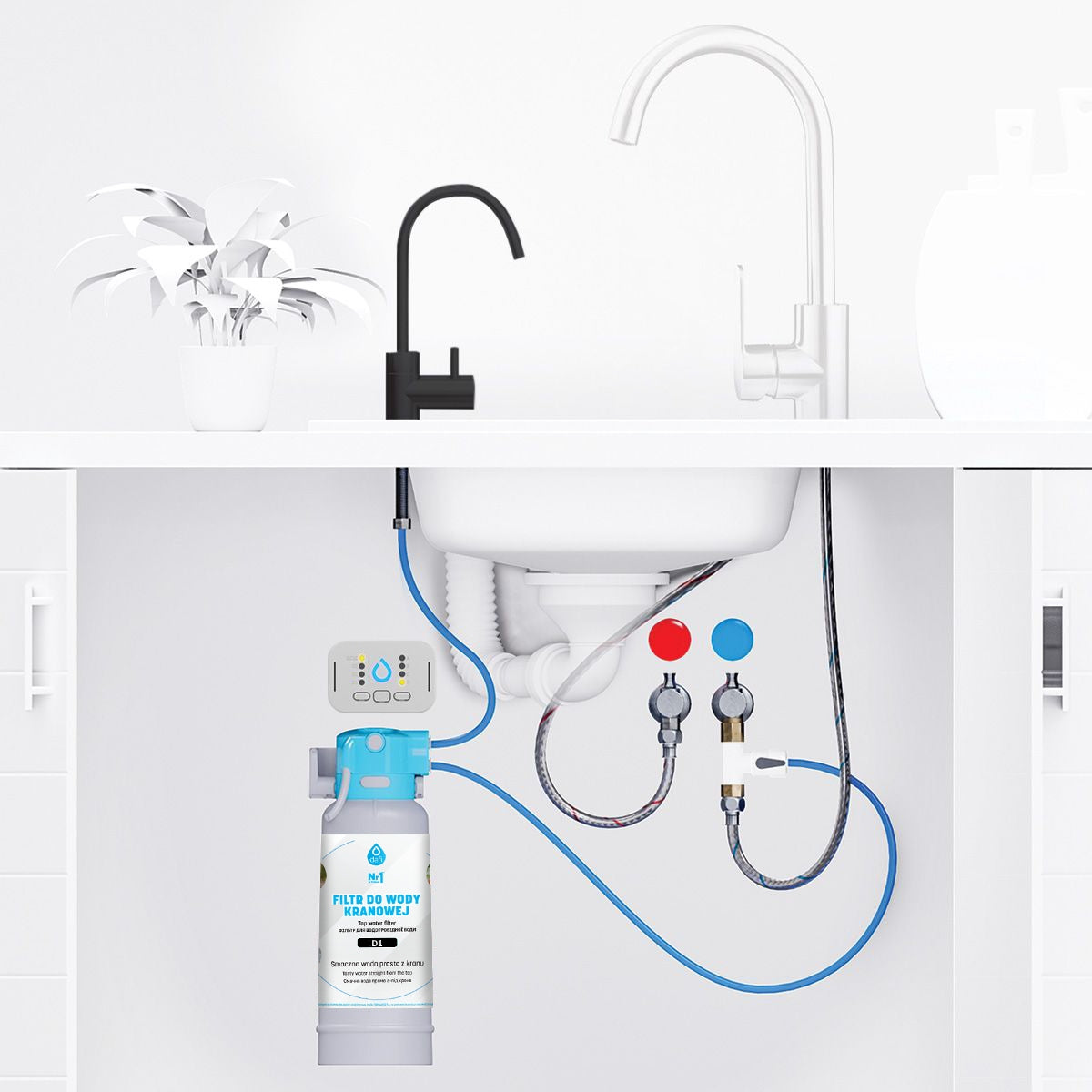 Set DAFI FLOW COMFORT D1 Drinking Water Filter System + Black Faucet Manufacturer code 070796+F1CFKB.