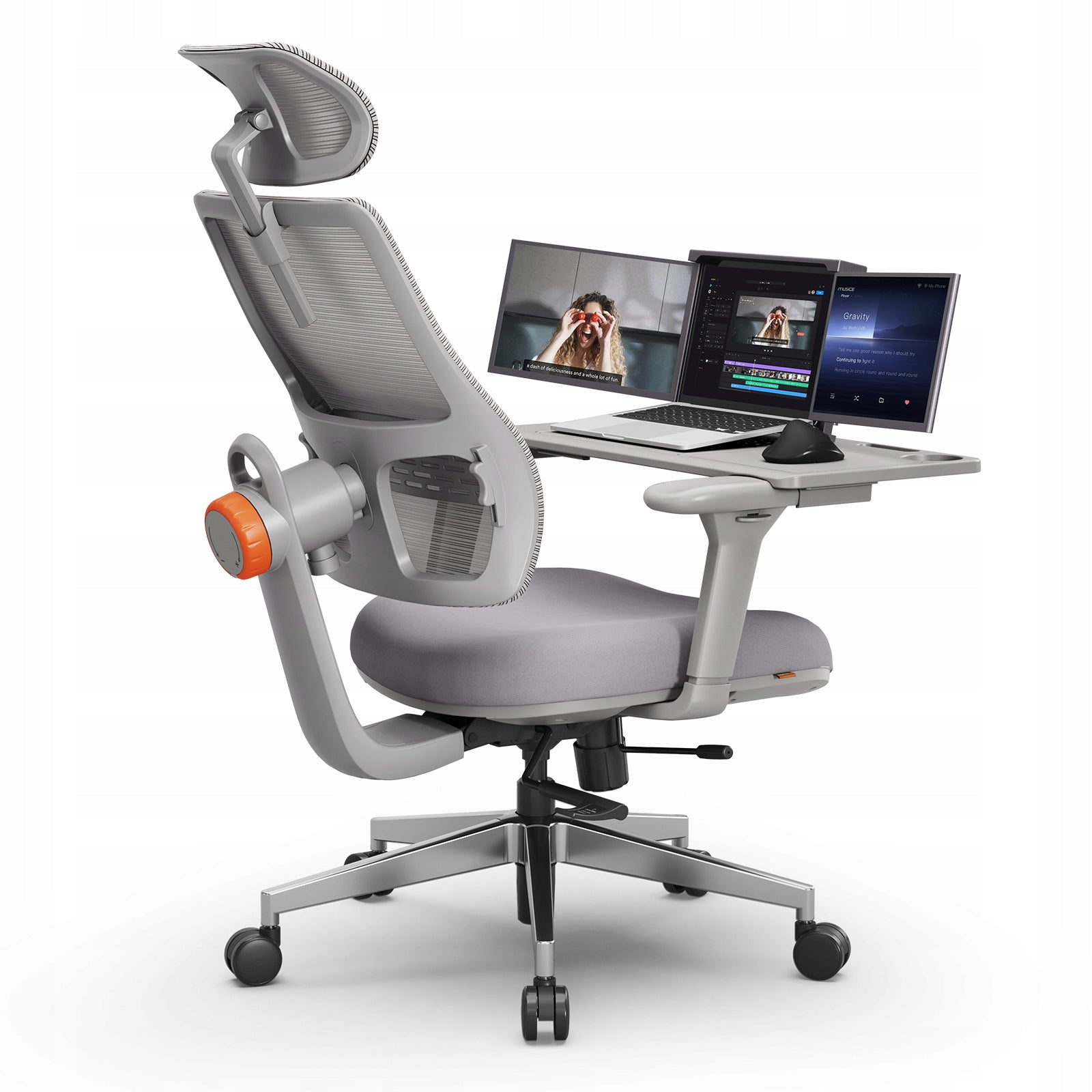 Set Ergonomic Armchair Newtral MAGIC H-003G Grey With Detachable Table