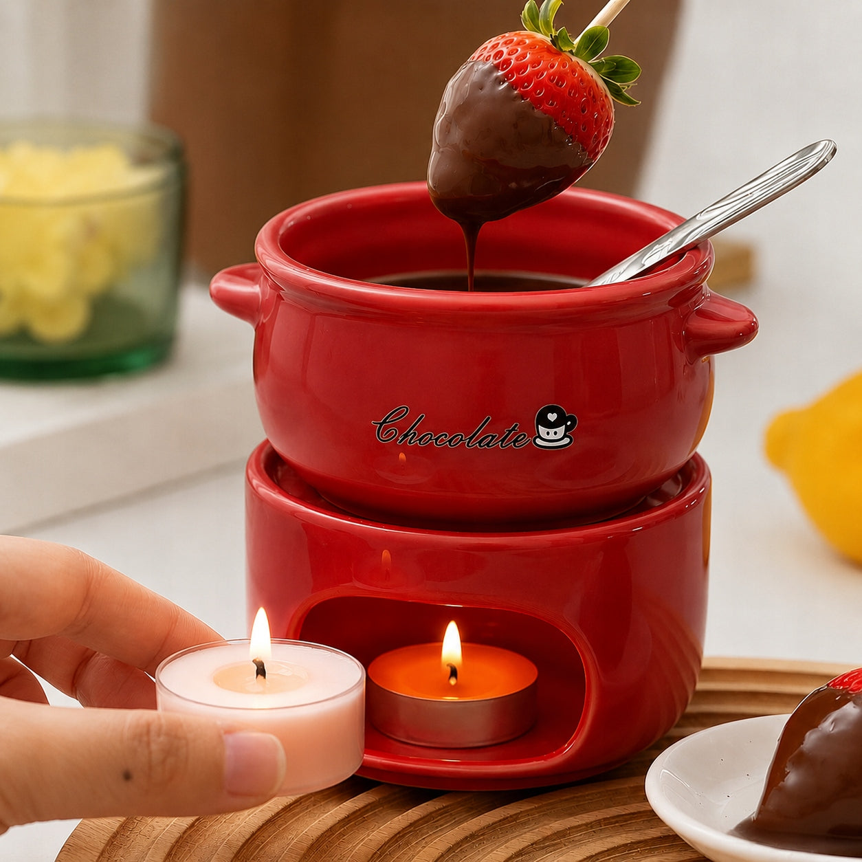 Set Fondue Chocolate Valentine's Day Gift for Girls Couples Anniversary Brand no brand