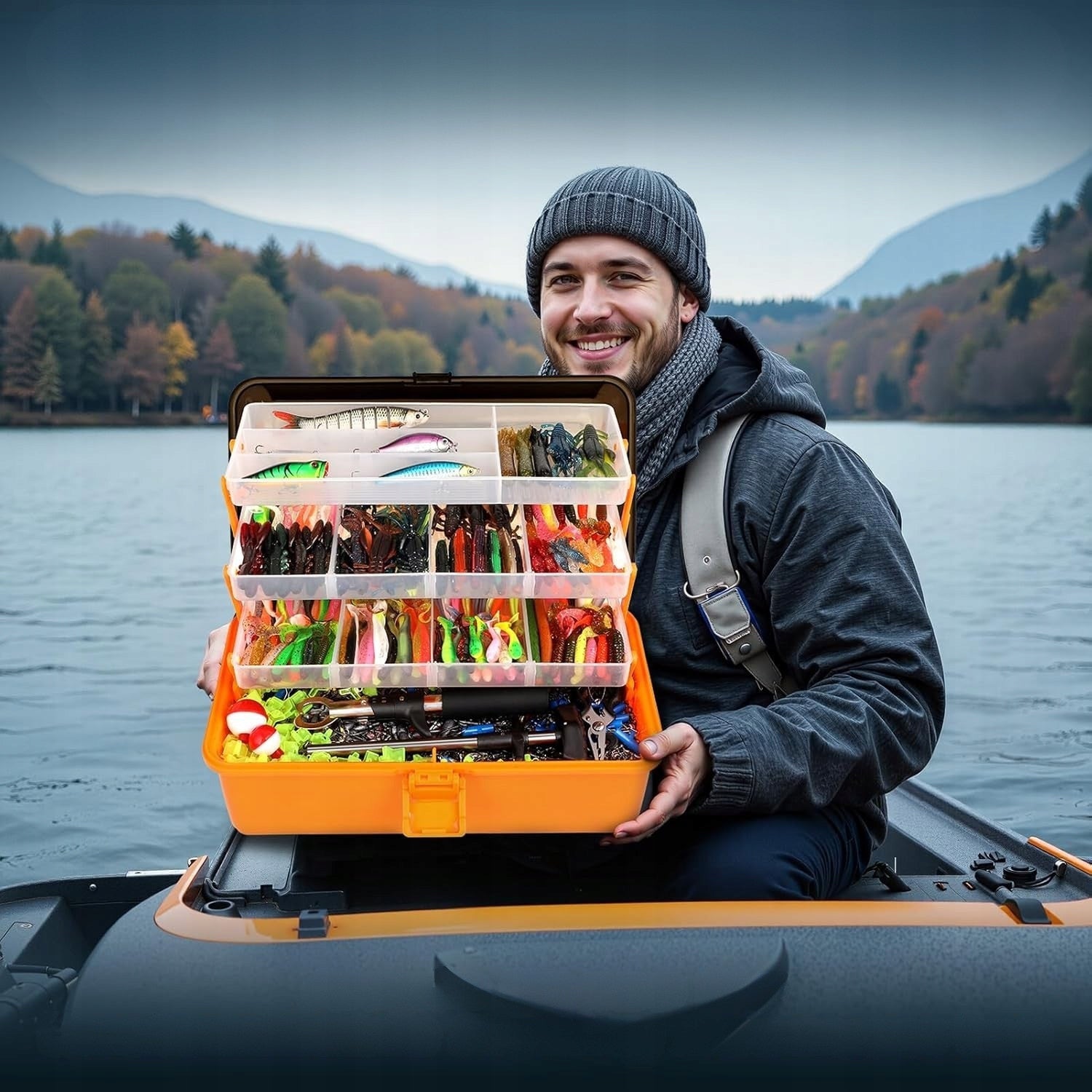 Set Hooks Float Fishing Box Large Spinning Akcesoria Lures Manufacturer code Prezent Wedkarza Spławiki Przynęt Szczupaka