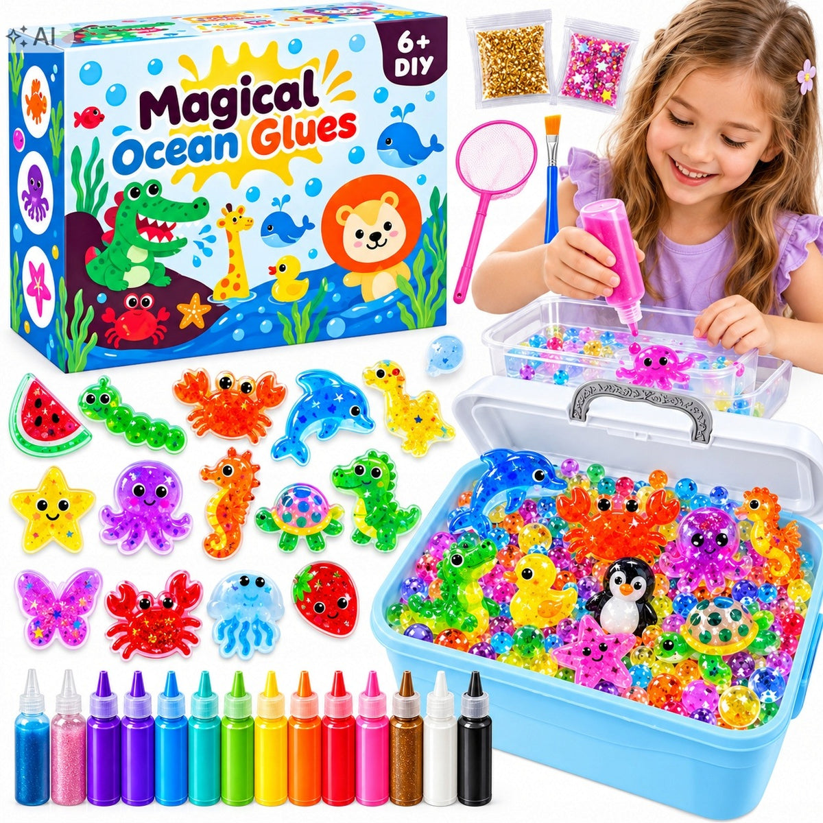 Set Kids Creative Scientific DIY Gel Magic Water Figurines Colors