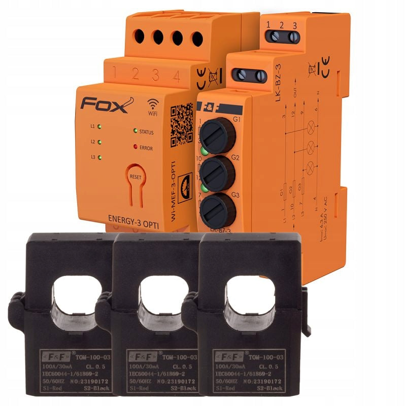 Set: MEF-3-OPTI-100 energy consumption monitor with LK-BZ-3 F&F FOX lamp