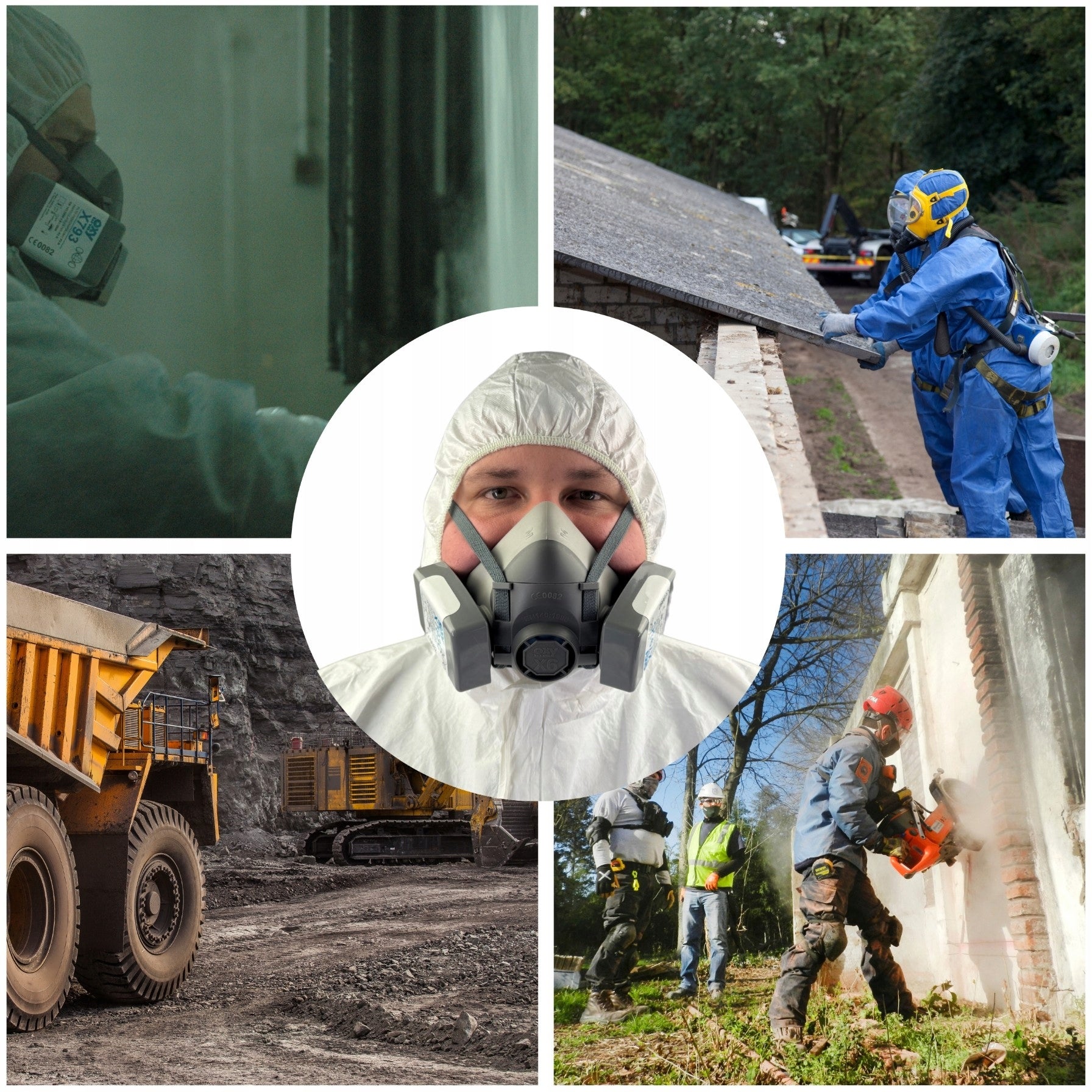 Set Mask Half Mask Dust Protective ffp3 FOR WORK WITH ASBESTOS - P3 Color gray