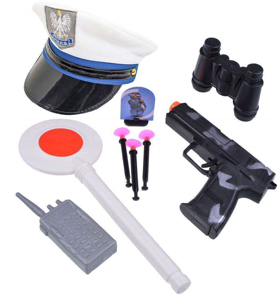 Set POLICEMAN Poland Police Accessories Gun Cap Lollipop Carnival