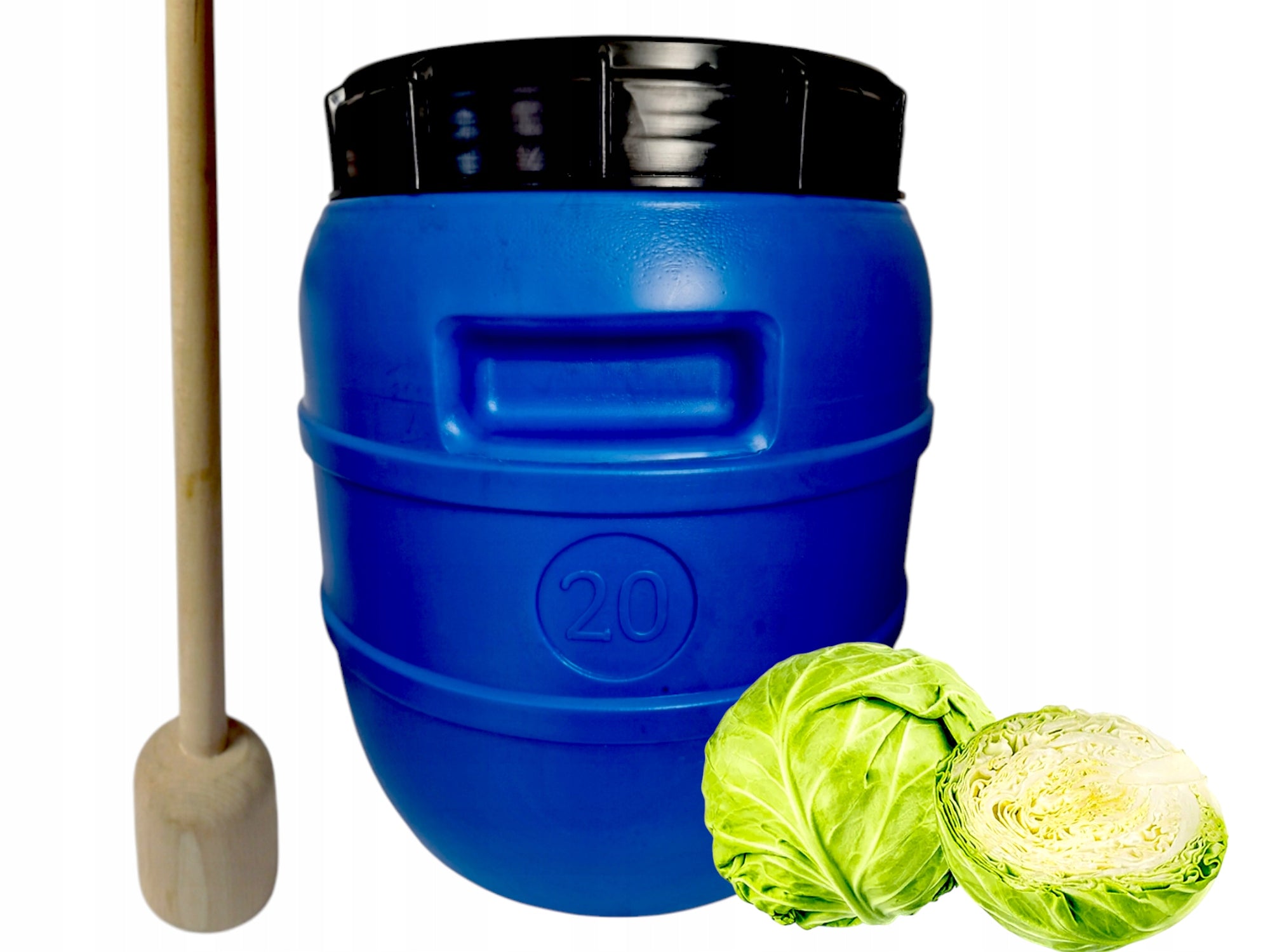 Set Plastic barrel 20 L for pickling cabbage with pestle + bag