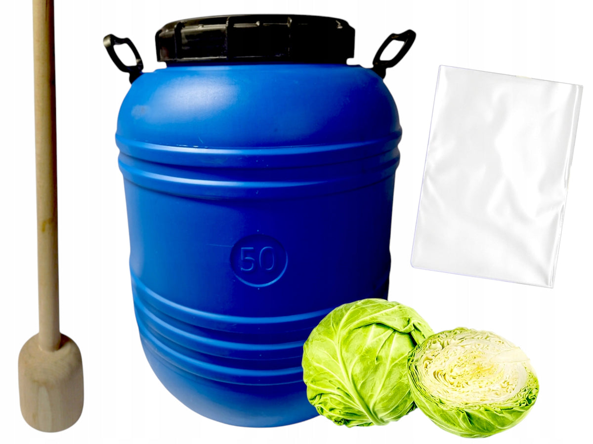 Set Plastic barrel 50 L for pickling cabbage with pestle + bag