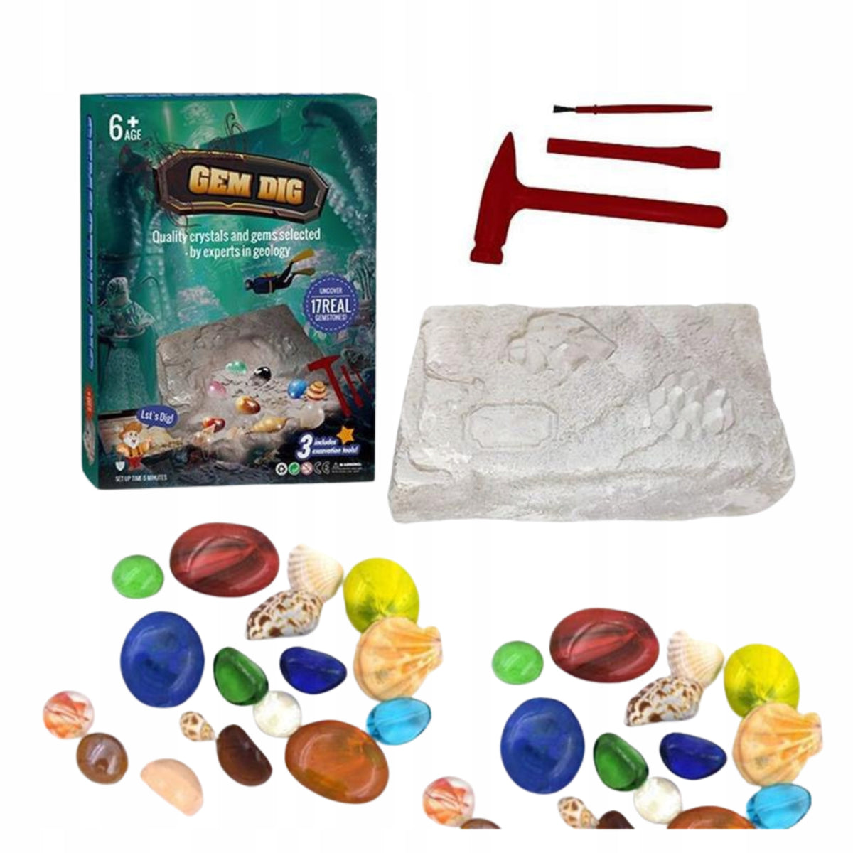 Set Small Archaeologist Gems of Crystals and Stones Excavation Packaging status original