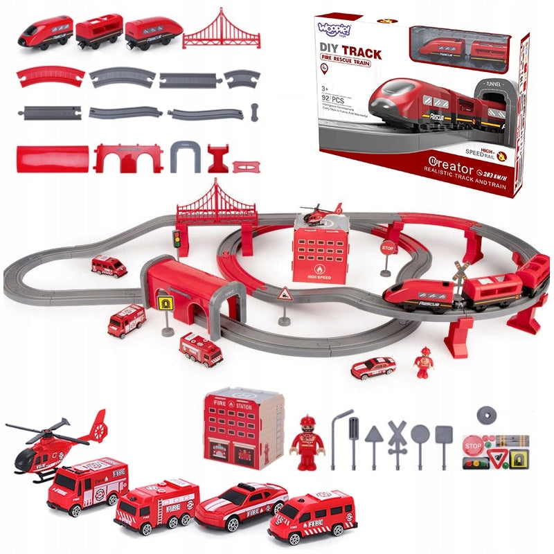 Set electric train large track train wagons car guard 92 el. WOOPiE
