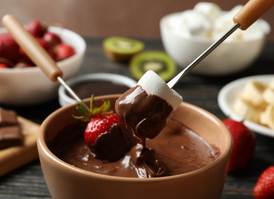 Set for Chocolate Fondue Ceramic Mug Brown 2 Forks Brand no brand