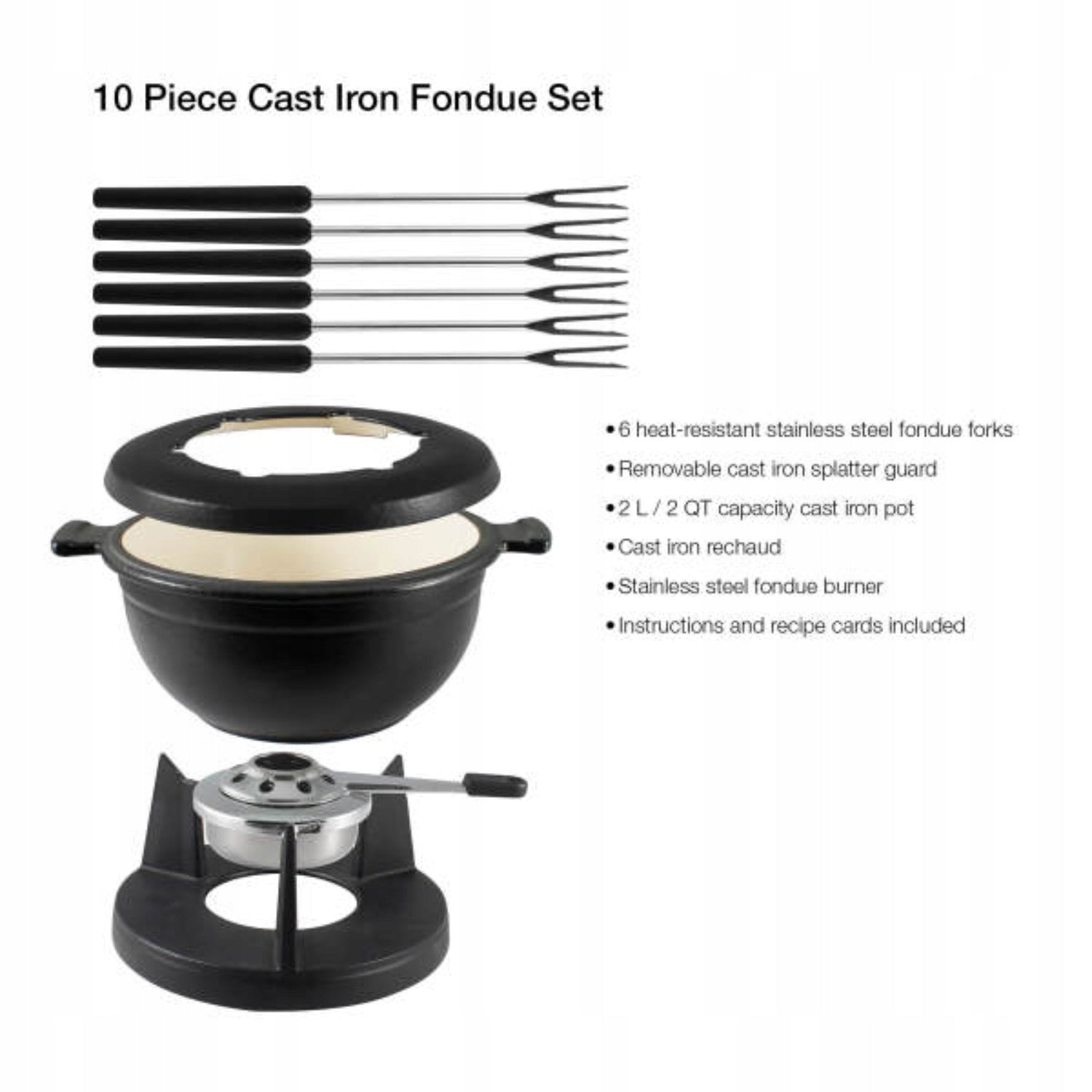 Set for Fondue LUCERNE cast iron for 6 people SWISSMAR black Brand no brand