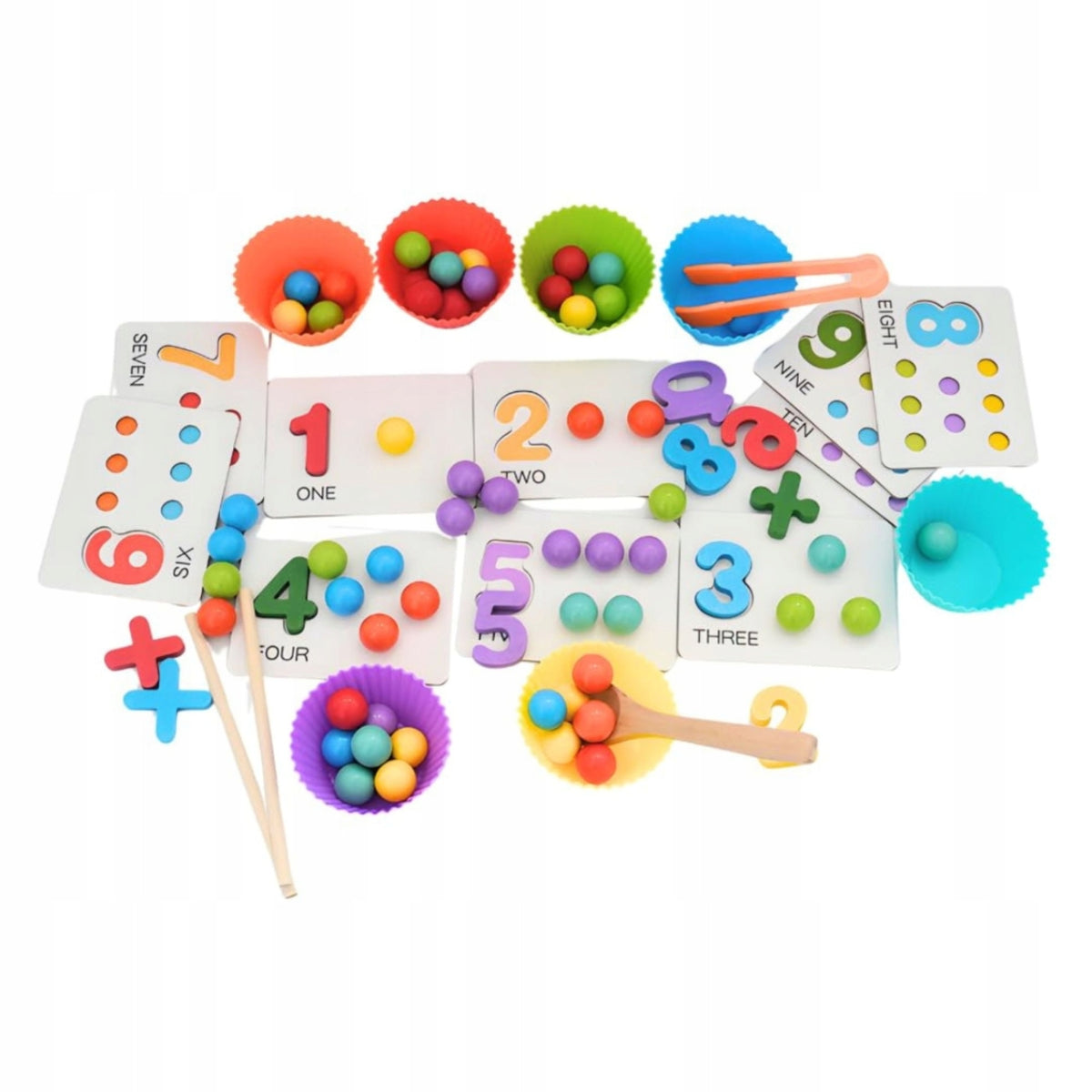 Set for Learning Arithmetic Counting for Children Montessori Numbers Balls