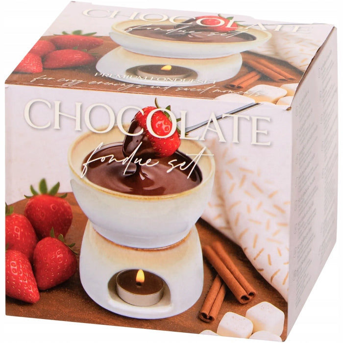 Set for fondue ceramic beige with forks 2 pcs. Packaging status original