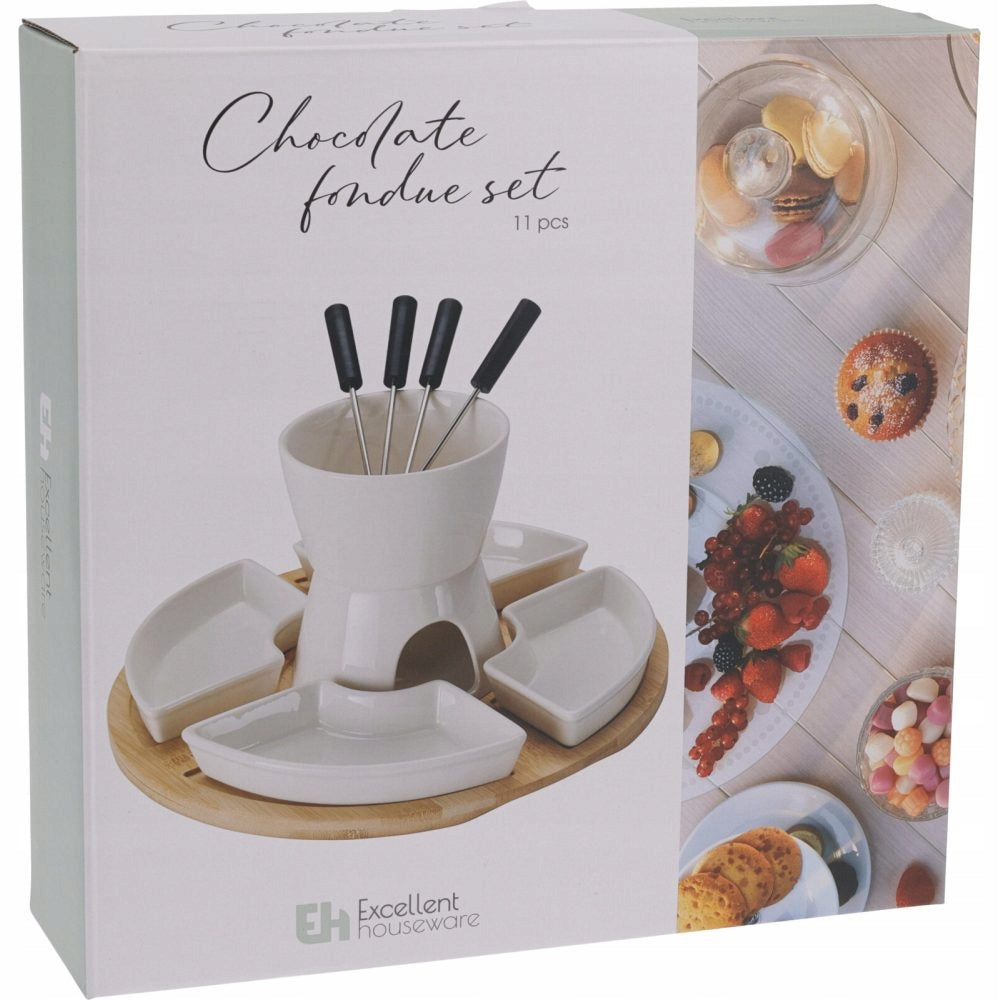 Set for fondue porcelain-wooden 11 pcs Brand Excellent Houseware