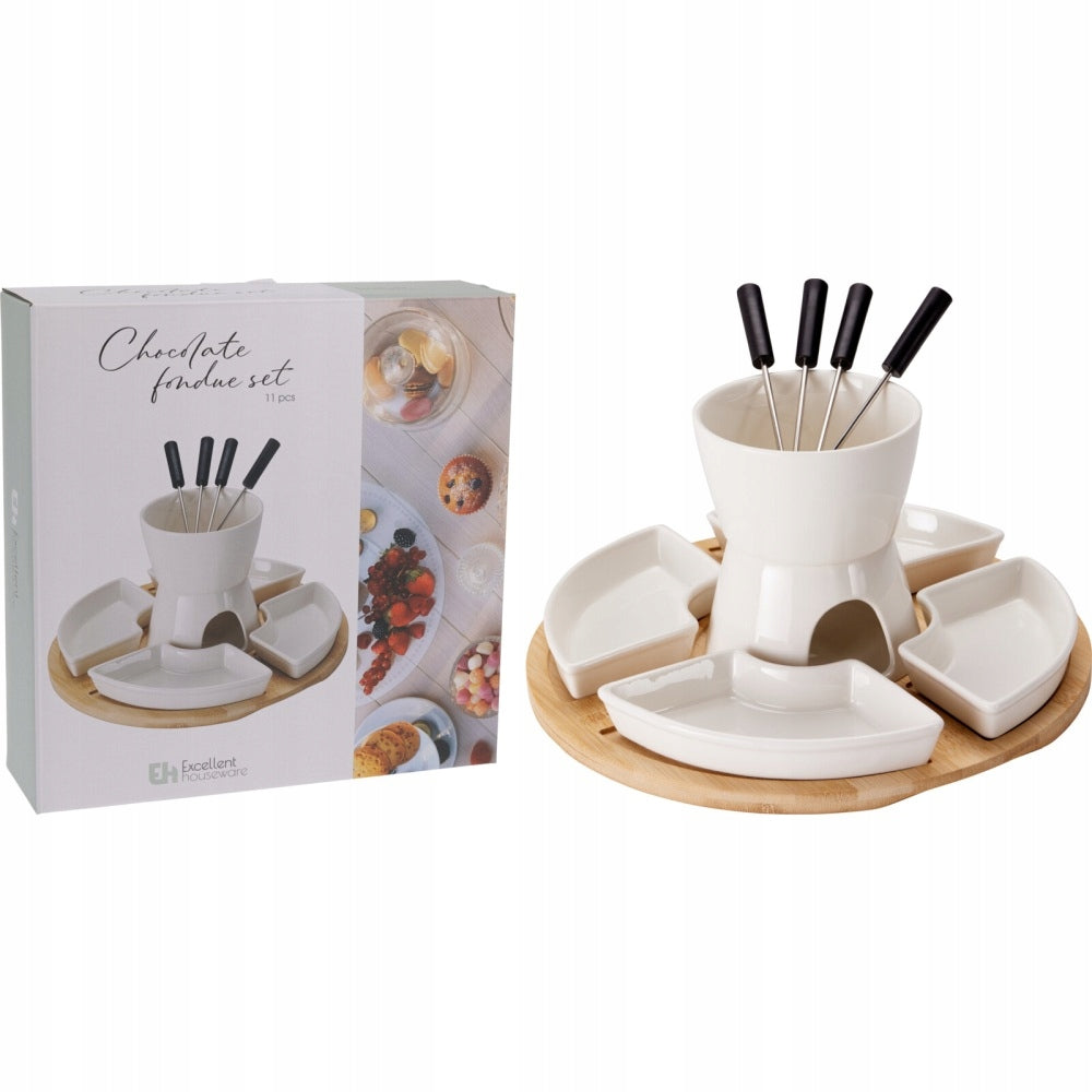 Set for fondue porcelain-wooden 11 pcs Packaging status original