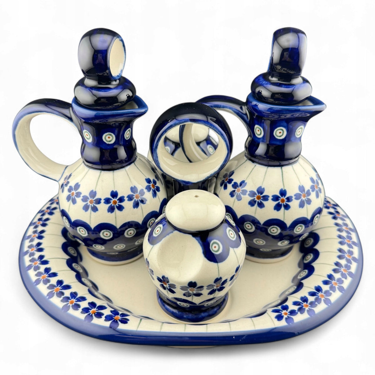 Set for spices salt pepper oil vinegar 9010 A-166A G2 Ceramika Bolesławiec