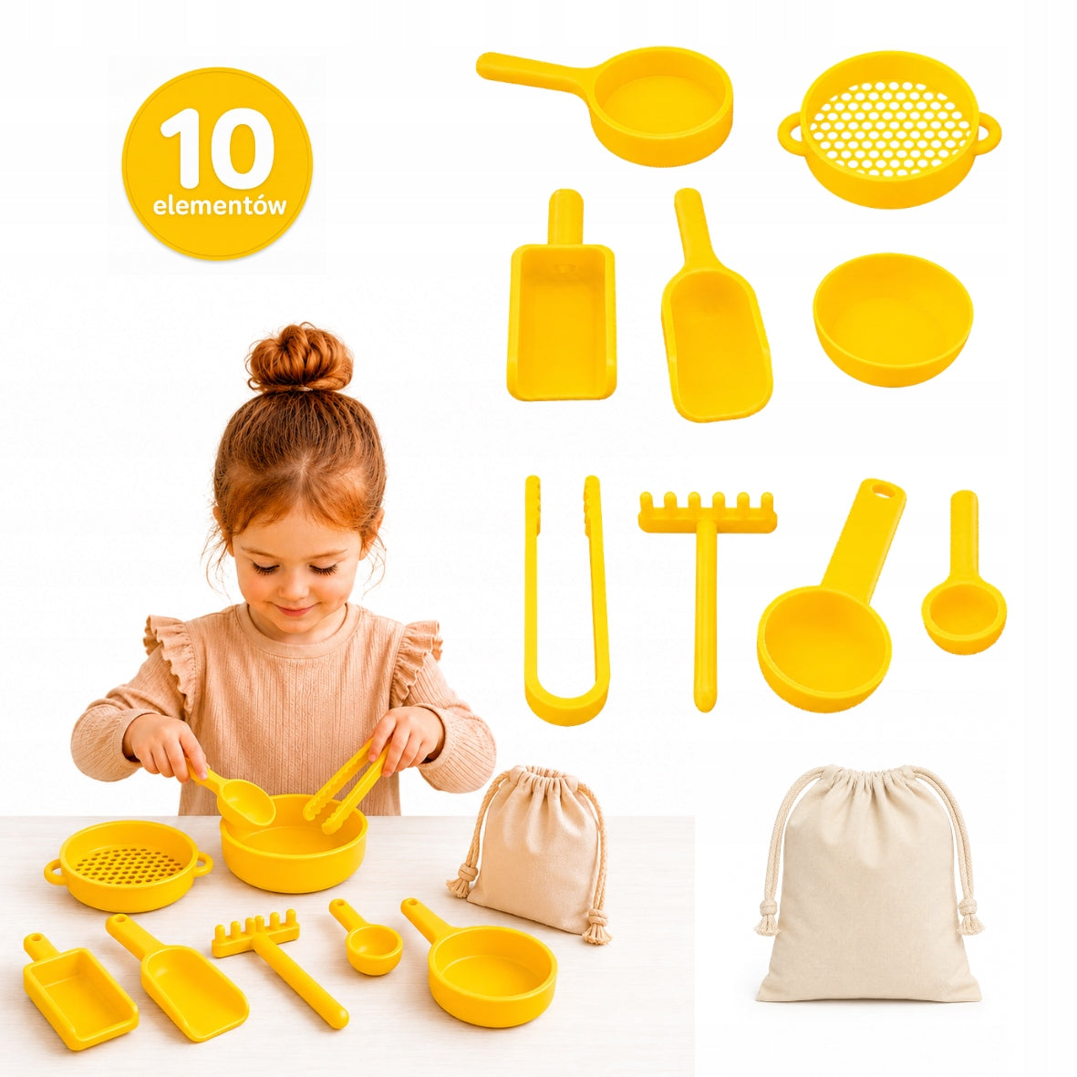 Set of 10 Montessori accessories for children for sensory mixtures