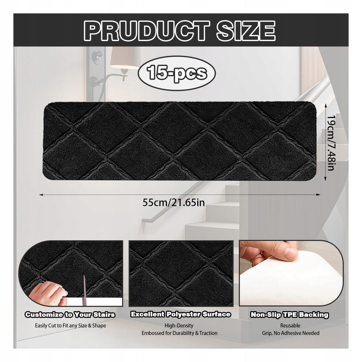 Set of 15 self-adhesive mats - 55 x 19 cm Brand no brand