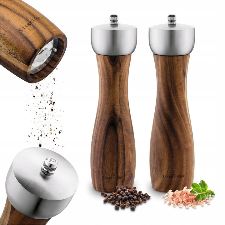 Set of 2 Burgas Starke Pro Salt and Pepper Hand Grinders Brand Starke Pro