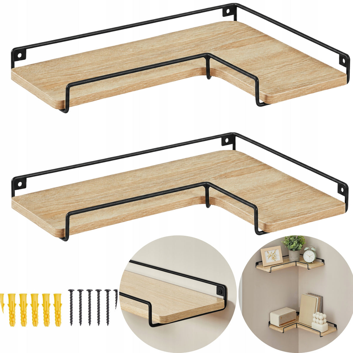 Set of 2 Corner Hanging Shelves Modern Sonoma Shelf Packaging status original