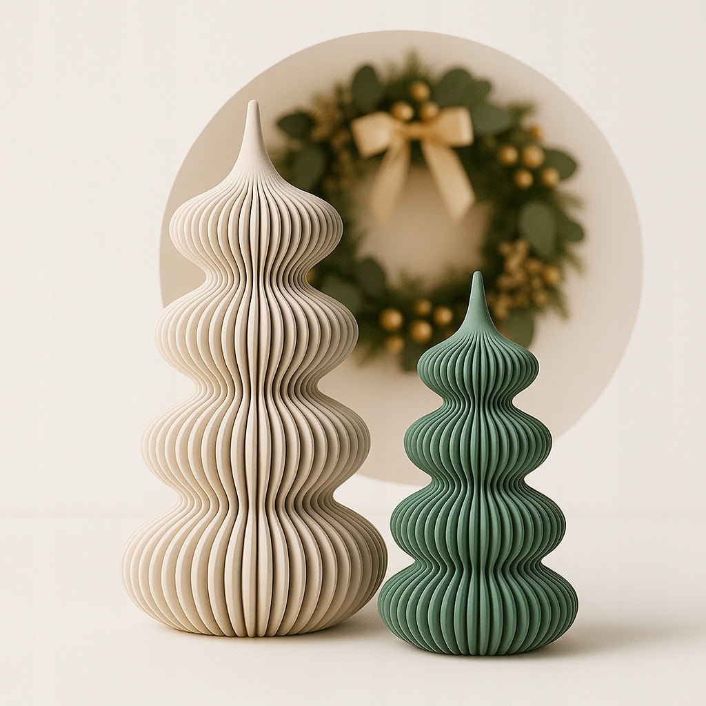 Set of 2 Decorative 3D Christmas Trees with PLA – Modern Christmas Decoration