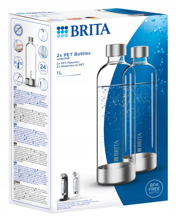 Set of 2 PET plastic bottles BRITA sodaONE 1l for saturator Packaging status original