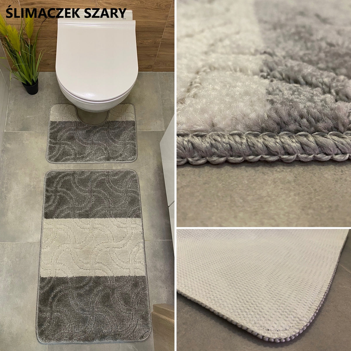 Set of 2-Piece Bathroom Rug Rubberized Quick Drying Mix Patterns Brand Sindbad