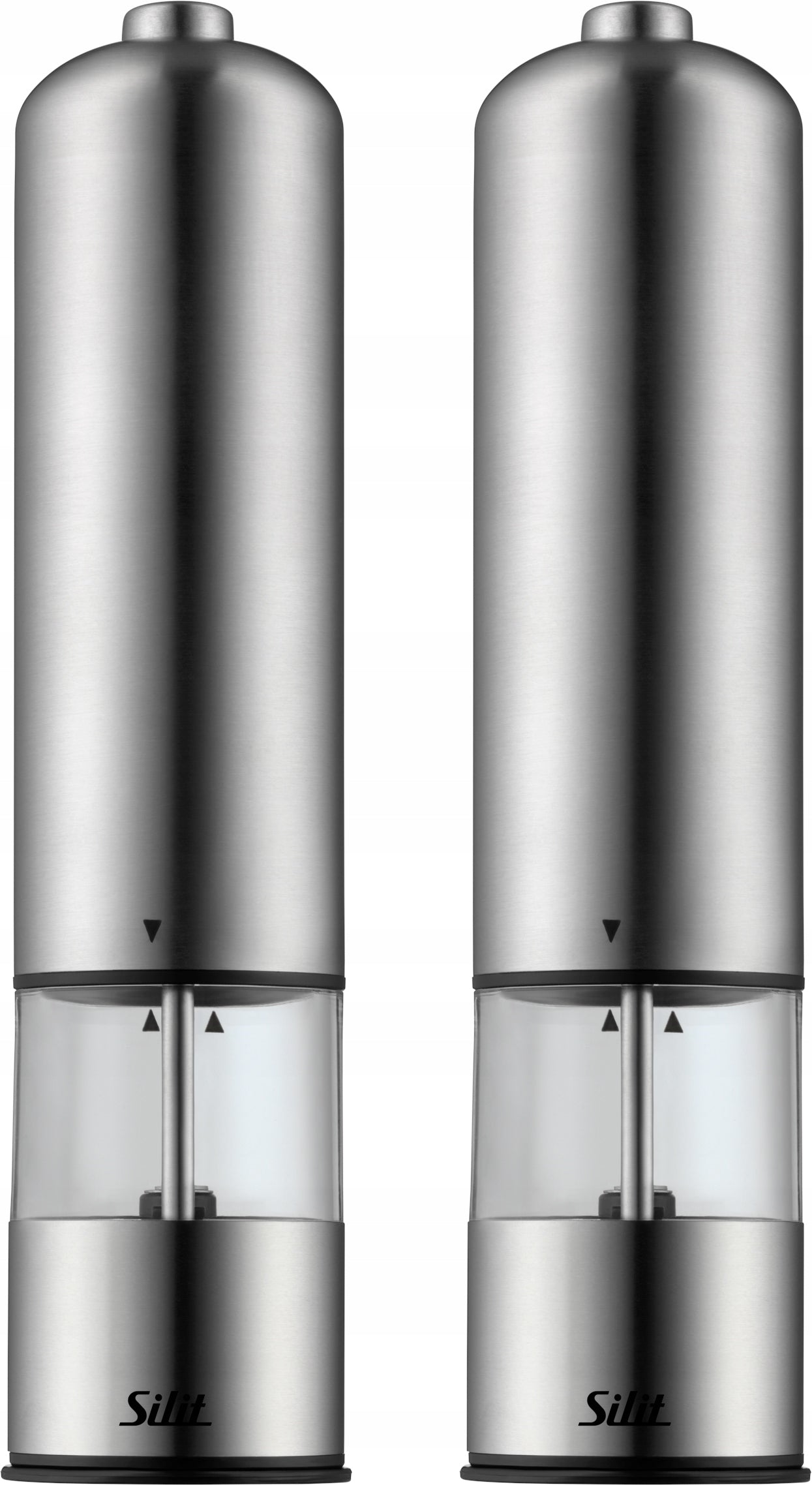 Set of 2 electric grinders Silit for salt pepper spices steel