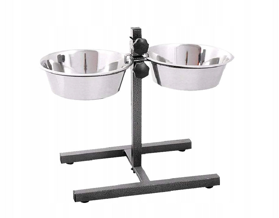 Set of 2 stainless steel bowls on adjustable stand 2 x 1,8l Trade name MISKI NA STOJAKU REGULOWANYM