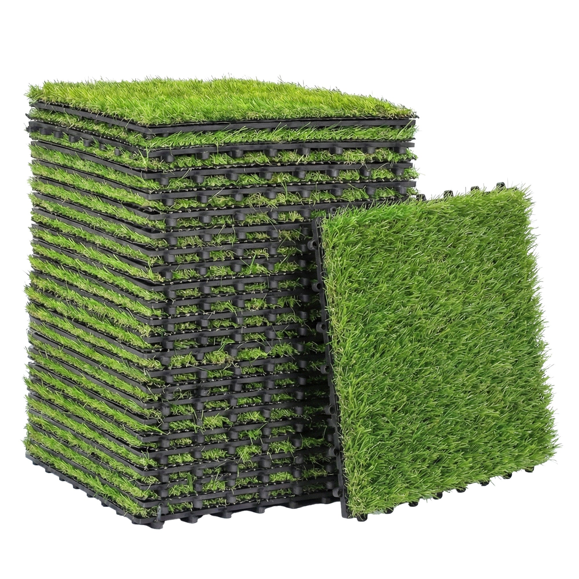Set of 22 Artificial Grass 30x30 cm with Water Drainage System