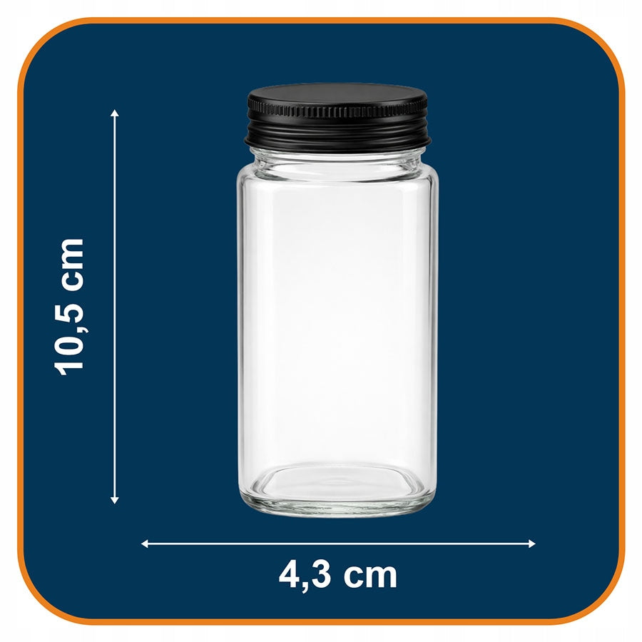 Set of 24 Glass Kitchen Jars for Spice Containers with Cover Manufacturer code Zestaw 24 Szklanych Słoików Kuchennych 0289