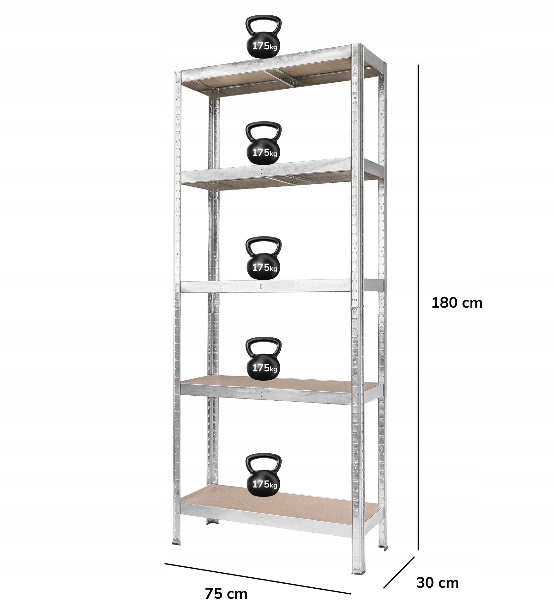 Set of 2X PUSH-IN METAL RACK FOR BASEMENT 180x75x30 5x175kg Manufacturer code 5.26.02-065x2