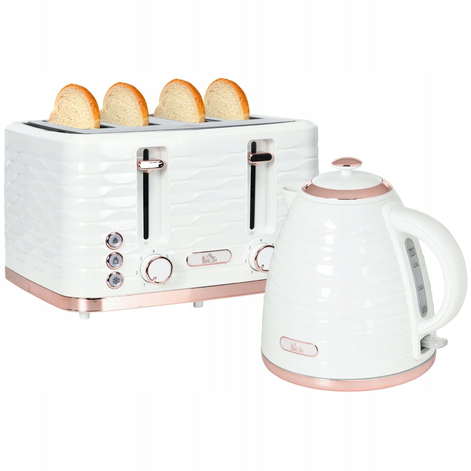 Set of 2in1: toaster and kettle, 7 levels, defrosting, cream