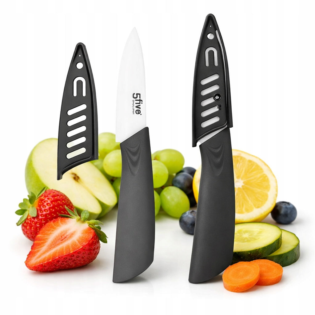 Set of 2x Ceramic Knife 7,5 cm Ultra Sharp For Fruit Vegetables Premium