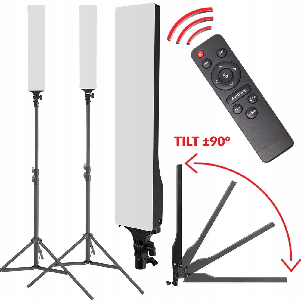 Set of 2x LED Cosmetic Panel Lamp + Tripod