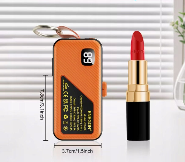 Set of 2x Powerbank 5000mAh Mini Keychain USB-C LED Display Pocket Duo Manufacturer code Duo