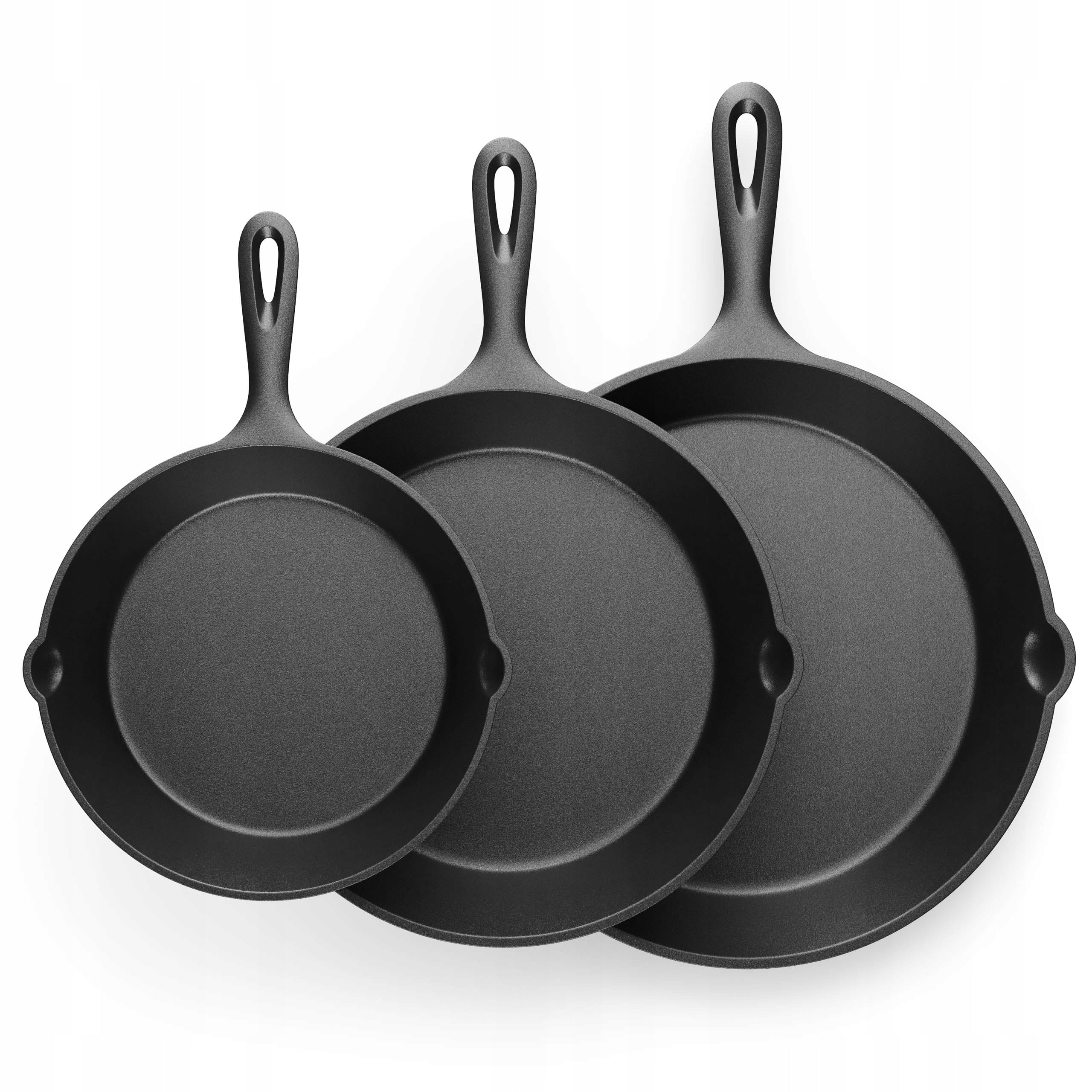 Set of 3 Cast Iron Pans KOLER Induction Gas Fire Pit Oven + Overlay Manufacturer code KEM-03