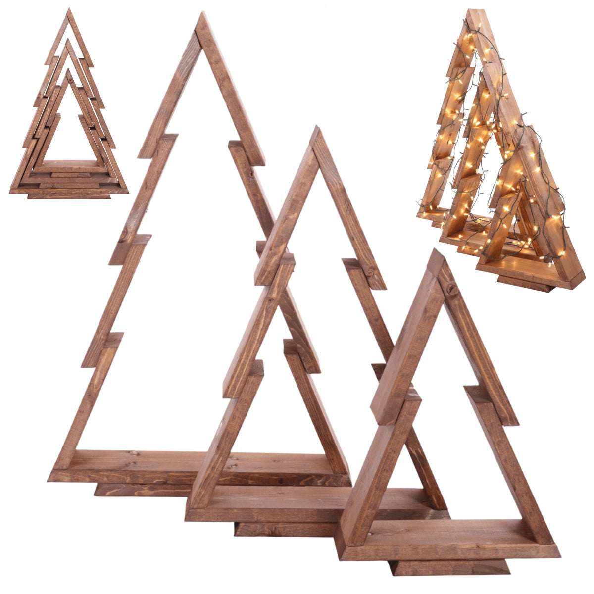 Set of 3 Christmas trees WOODEN CHRISTMAS TREES SET 43-75cm ASSEMBLED IMPREGNATION