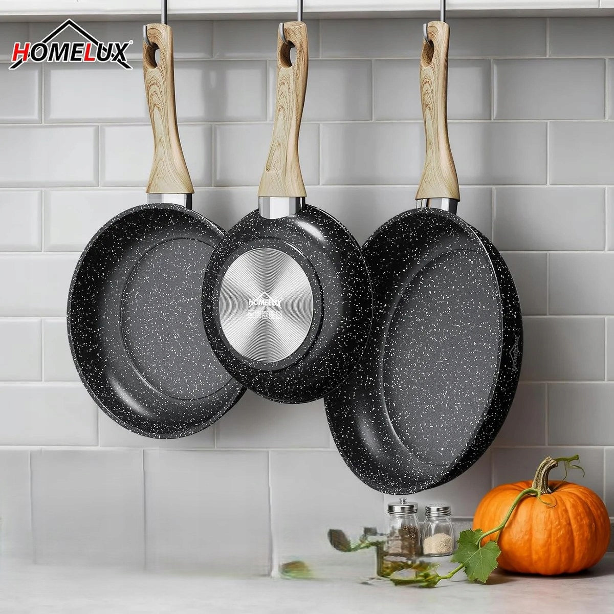 Set of 3 Pans 20/24/28 cm for Induction and Gas Packaging status original