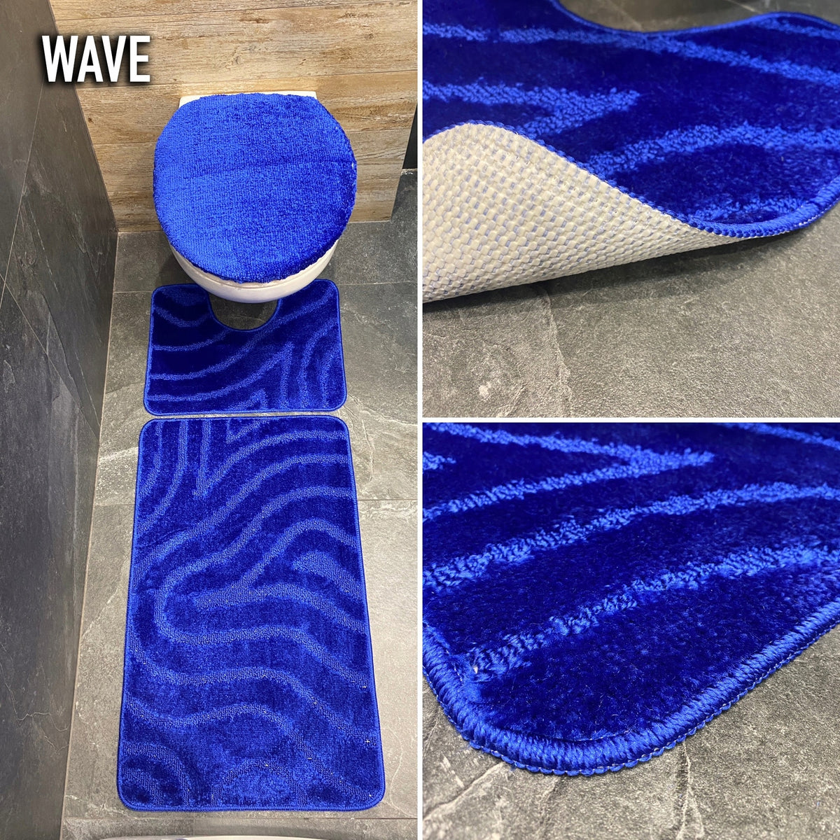 Set of 3-Piece Bathroom Rug Rubberized Soft Non-Slip Brand Sindbad